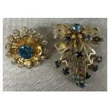 (2) 1940s Rhinestone Brooches