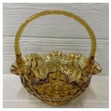Amber Fenton Glass Basket
