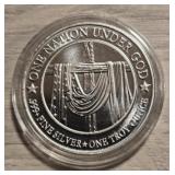 One Ounce Silver Round: Flag Over Cross