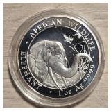 One Ounce Silver Round: African Elephant
