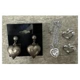 (2) Heart Earrings & (1) Necklace