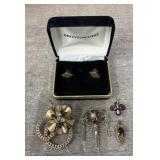 Purple Stone Vintage Jewelry Pieces