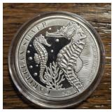 One Ounce Silver Round: Seahorse