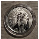 One Ounce Silver Round: Indian Princess