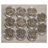 (11) 35% WWII Silver Jefferson Nickels