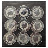 (9) 'COPY' Australian Kookaburra Tokens