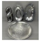 (4) Assorted Hammered Aluminum Serve Ware