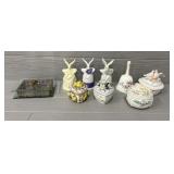 Assorted Ceramic & Other Bells & Trinket Boxes