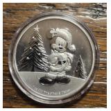One Ounce Silver Round: Christmas Mickey