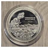 One Ounce Silver Round: T-Rex