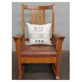Beautiful Wood Cushioned Rocking Chair w/ Pillow