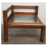 Vintage Wood w/ Glass Top Corner End Table