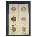 (6) Buffalo Nickels
