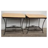 (2) Longaberger Wrought Iron Scroll & Wood Side