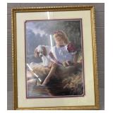 Mark A. Girl & Dog Framed Art
