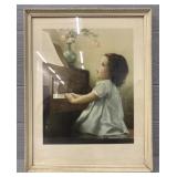 Little Girl & Piano by Bessie Peace Framed Art