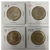 (4) 24K Gold Plated Kennedy Half Dollars