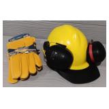 Hardhat & Leather Work Gloves