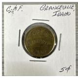 Grangeville Idaho C&F Brass Trad Token