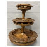 Wooden Hand Carved 3-Tier Lazy Susan