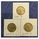 (3) Sacagawea  Dollar Coins