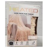 Berkshire Heated Tan Luxe Faux Fur Throw