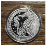One Ounce Silver Round: Seahorse