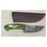 Damascus Gut Hook Fixed Blade Knife