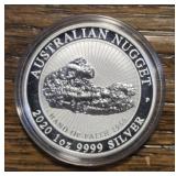 One Ounce Silver Round: Australian Nugget