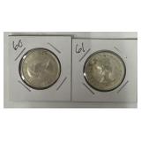 (2) 1960-61 Canadian Half Dollars 80% Silver