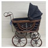 Vintage Metal & Wood Baby Doll Carriage