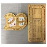 (2) 3-Player & 4-Player Wooden Cribbage Boards