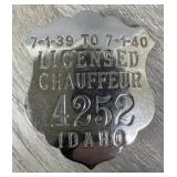1940 Idaho Chauffeur License Badge