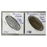 (2) 1933 & 1941 Idaho Dog Tax Tags