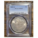 1885-O Morgan Dollar: PCGS MS63