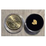Alaska Gold Nugget w/ Gold Plated Klondike Coin #2