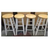 (4) Circular Wood Barstools