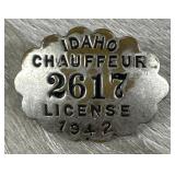 1942 Idaho Chauffeur License Badge
