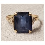 14k Solid White Gold Lab Sapphire & Diamond