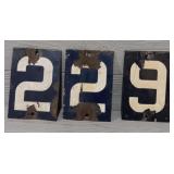 (3) Vintage Enamel Metal Railroad Numbers