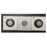 (3) U.S. Mercury Dimes