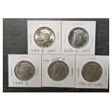 (5) Kennedy Half Dollars