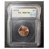 2010-D Lincoln Penny: ICG MS67 RD