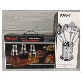 Parini 7-Pc Utensil Set & 3-Pc Sauce Dispenser Set