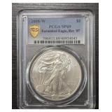 2008-W Silver Eagle Burnished Rev. '07: PCGS SP69