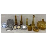 Assorted Amber Glass & Other Pieces