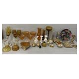 Assortment of Amber Glass Other Trinket Pieces