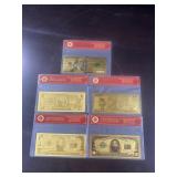 (5) US Currency Gold Banknotes