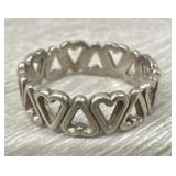 Sterling Silver Heart Band Ring