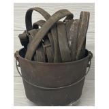 Cast Iron Pot FULL of Old Leathers